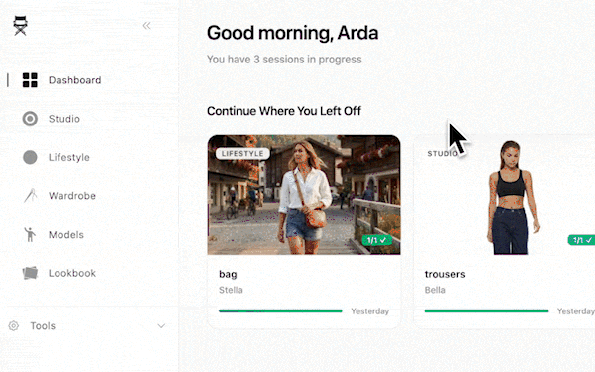 Fabric Studio Lab — uploading product photos to the digital wardrobe